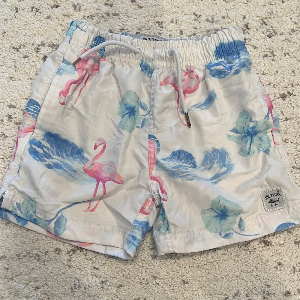Flamingo Print Swim Shorts boys Size 6